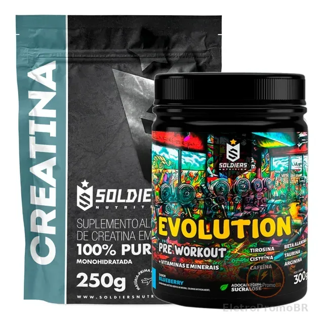 Kit: Creatina 250g + Pré-treino Evolution 300g - Soldiers
