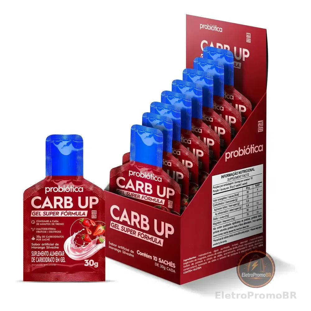 Carb Up Gel Super Fórmula 10 Saches De 30g Cada - Probiótica Sabor:morango Silvestre