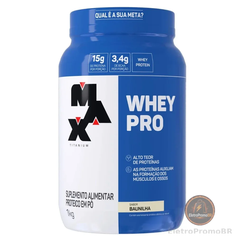 Whey Pro Pote 1kg Sabor Baunilha Max Titanium