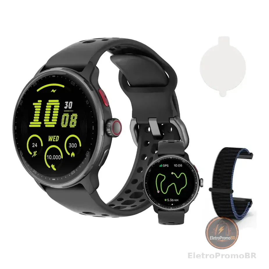 Relógio Inteligente Gps Smartwatch Amoled 3atm Sport Gps Caixa Preto