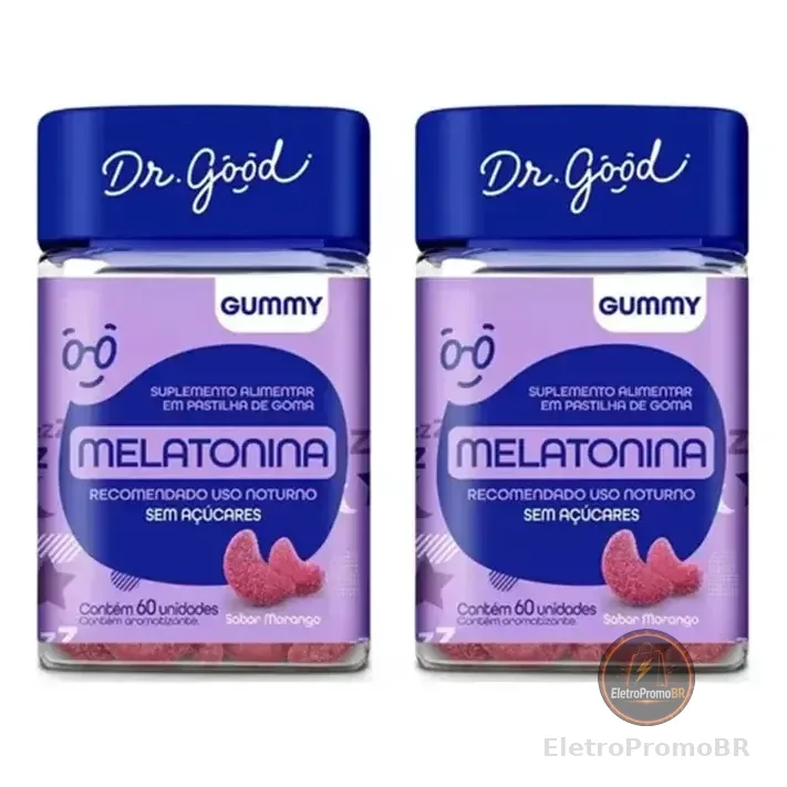 Pacote X2 Suplementos Em Gomas Dr Good E Fini Melatonina Auxílio Para Dormir Morango