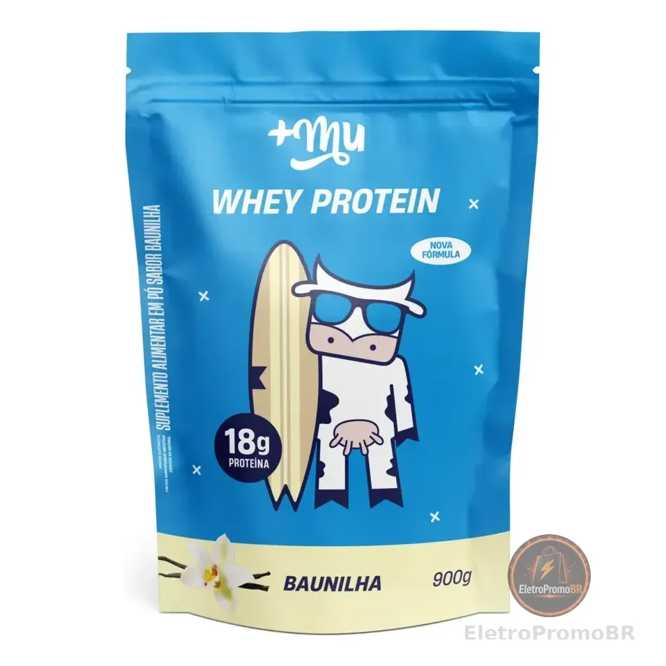 Whey Protein +mu Proteína Concentrada Baunilha 900g Sachê