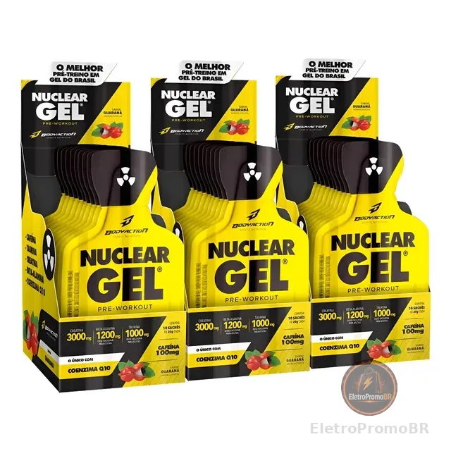 Kit 3x Pre Treino Nuclear Rush Gel - 30 Sachês Bodyaction