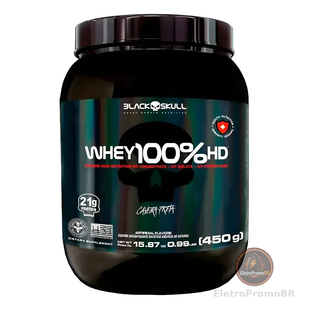 Whey Protein 100% Hd Pote 450g - Black Skull Morango Morango