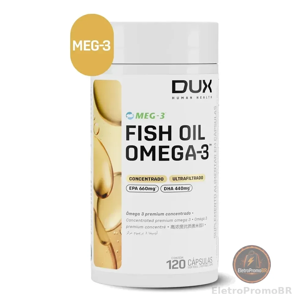 Fish Oil Ômega 3 Sem Sabor 120 Cápsulas  Dux Human Health