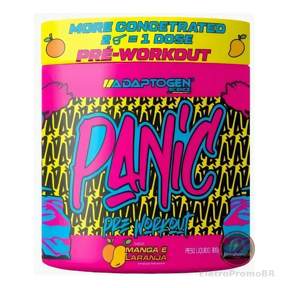 Suplemento Em Pó Adaptogen Science Panic Pré Treino Com Creatina Pote 300g Sabor Manga E Laranja