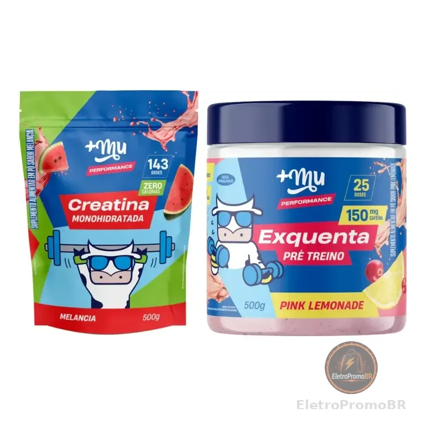 Kit Suplemento Mu Creatina Melancia Exquenta Pink Lemonade Pó Energia/nutricional 2 Piezas 1.2kg Unidad Mu Performance +mu