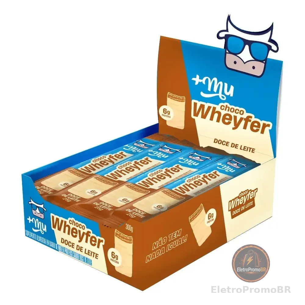 Barra De Proteína Mais Mu Proteínas Nutricional Chocowheyfer 12 Unidades 300g Doce De Leite