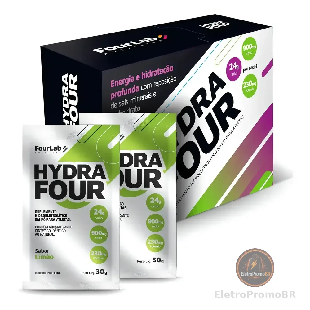 Isotônico Hydrafour Fourlab Sachê Repositor Eletrólitos Limão 15x30g Isotonico Sabor Limão