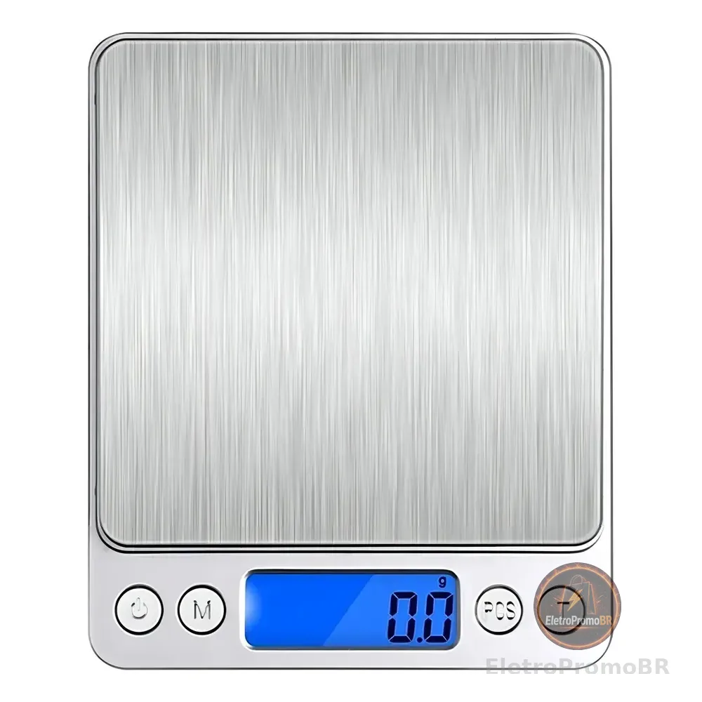 Mini Balança Digital Alta Precisão Pesa De 0,1g-3000g Capacidade Máxima 3 Kg Cor Prata