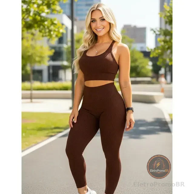 Roupa De Academia Conjunto Moda Fitness Feminino Calça E Top