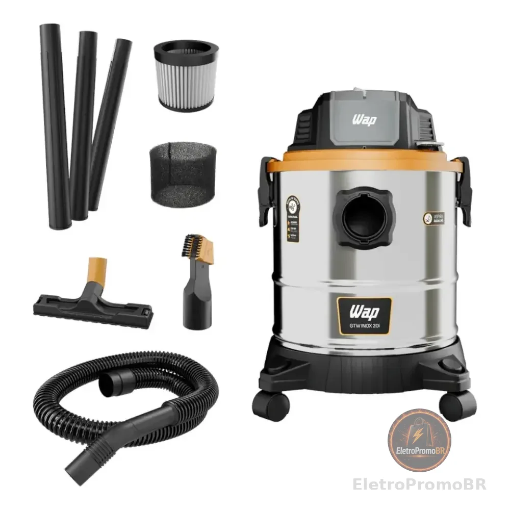 Aspirador De Pó E Líquido 1900w 20l - Gtw Inox 20i Wap Prateado 127v