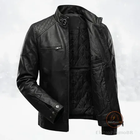 Jaqueta De Couro Masculina Blusa Frio Slim Forrada Inverno