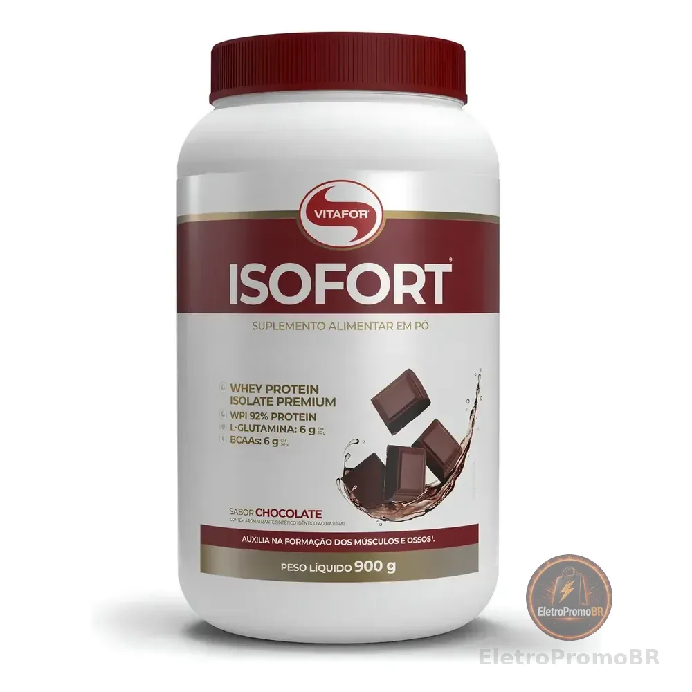 Whey Protein Isolado Isofort Chocolate Pote 900g Vitafor