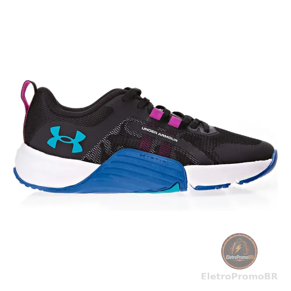 Tênis Esportivo Tribase Reps Under Armour Black Black Turquoise Liso 39 Br