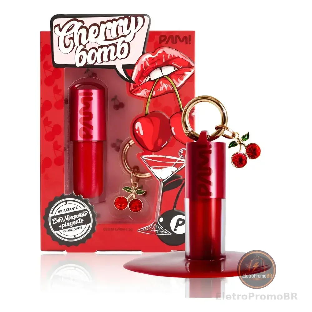 Gloss Labial Cherry Bomb Pam By Pamella 5g Vermelho