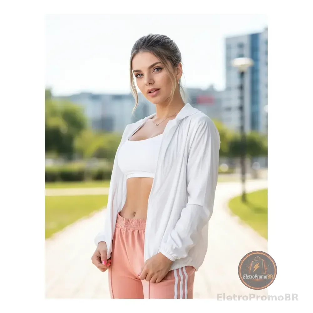 Jaqueta Feminina Iz Corta Vento Ultra Leve Com Capuz 2026 Branco P Lisa