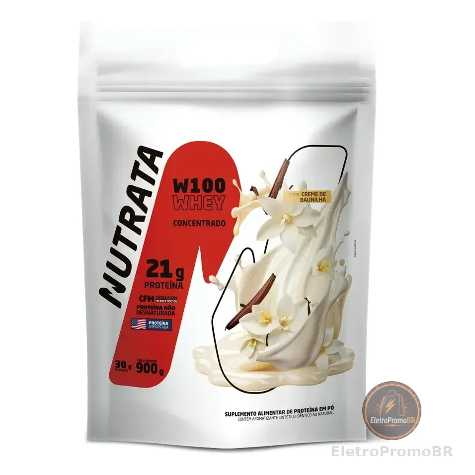W100 Whey Concentrado Pouch 900g Baunilha Nutrata