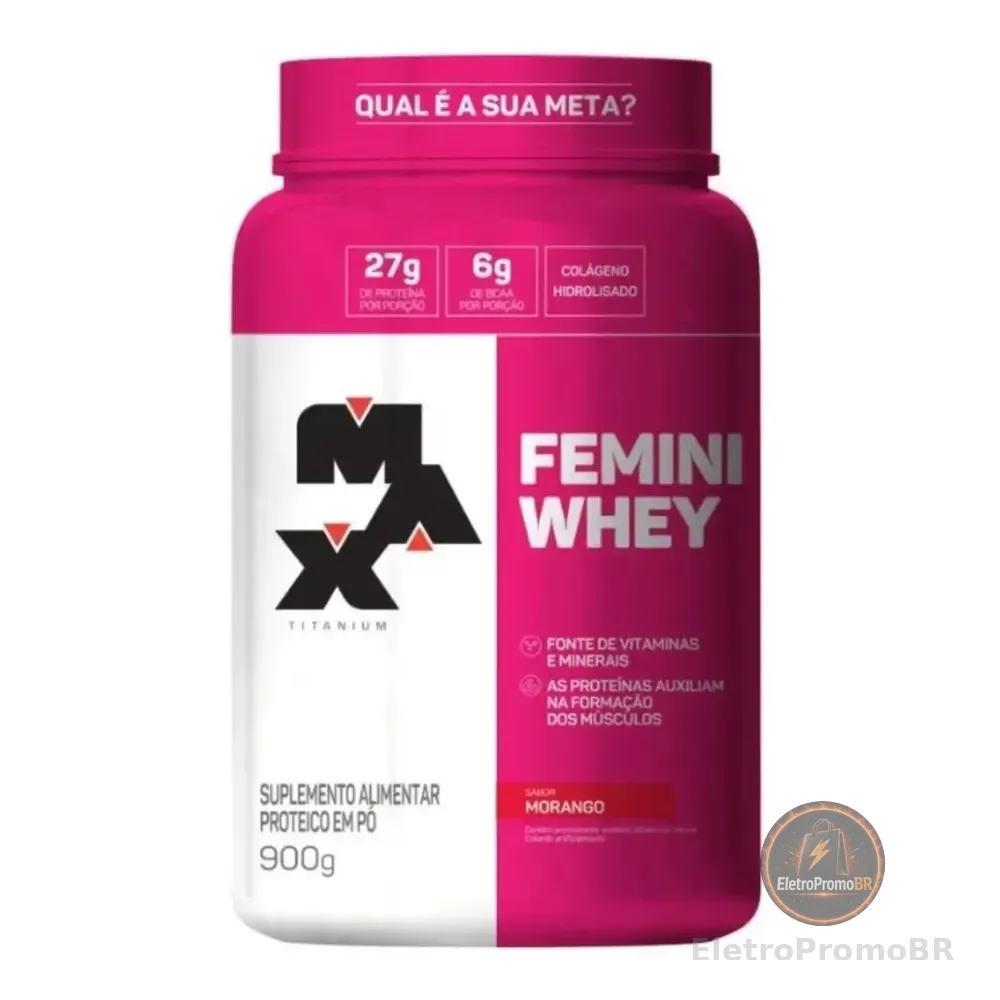 Suplemento En Pó Max Titanium Proteínas De Femini Whey Sabor Morango X 900g