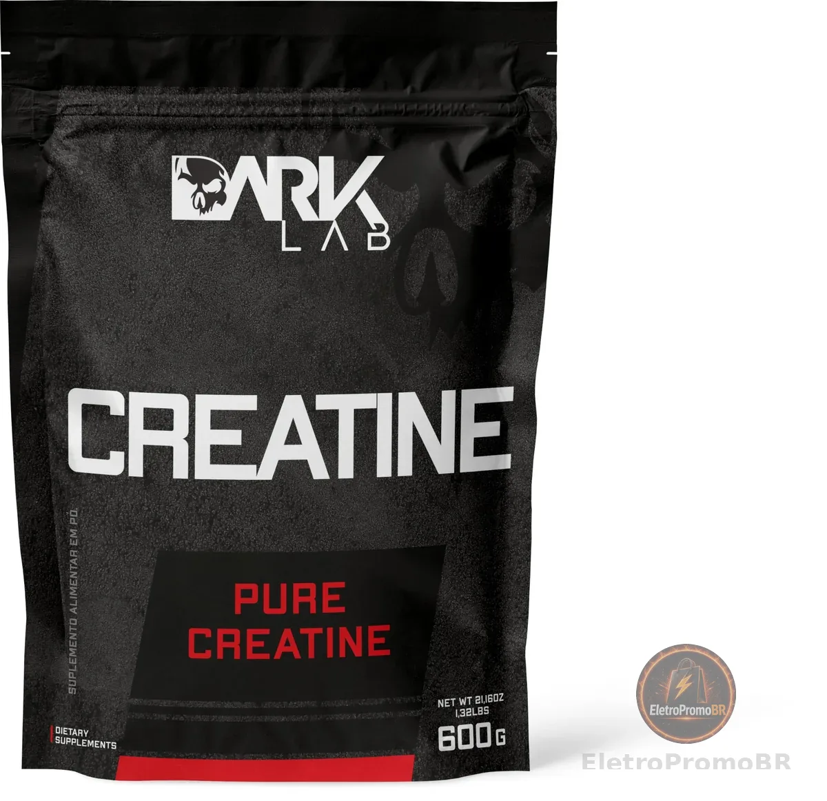 Creatina Pura Dark Lab 600g Monohidratada 100% de Pureza Sem Sabor