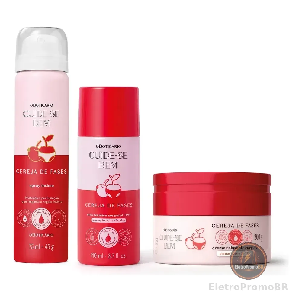 Combo Cuide-se Bem Cereja De Fases: Creme Relaxante Corporal