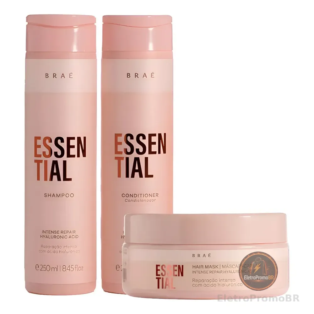 Braé Essential Kit Shampoo250ml+cond250ml+máscara200g