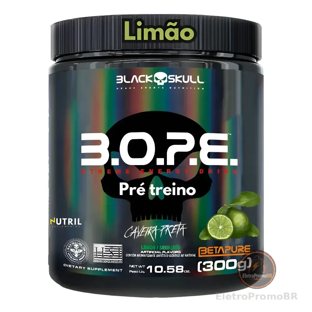Bope - Pré Treino 300g - Black Skull - Diversos Sabores - Limão