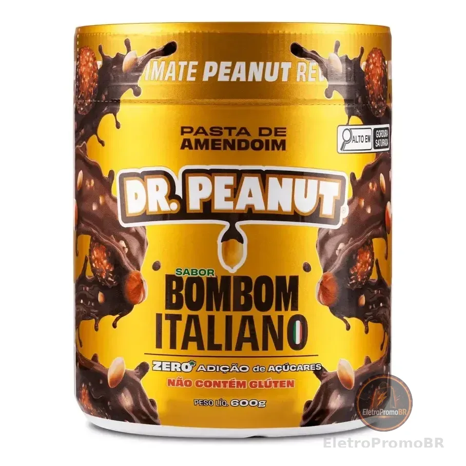 Pasta De Amendoim Dr. Peanut Gourmet Com Whey Protein Sabor Bombom Italiano 600g