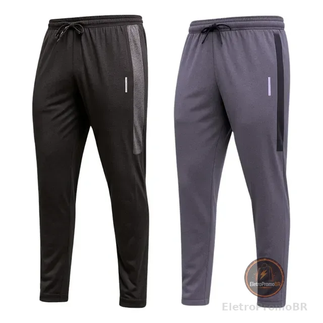 Kit 2 Calças Masculinas Jogger Tactel Com Elastano Academia