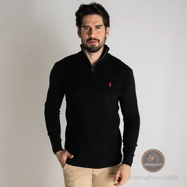 Suéter Masculino Ralph Lauren Zíper Preto
