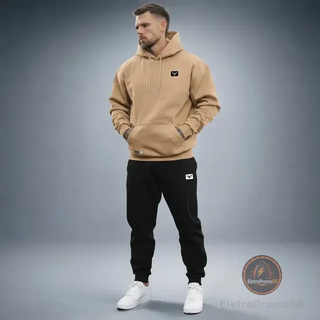 Conjunto De Moletom Polo Calça + Blusa De Frio Kit Masculino