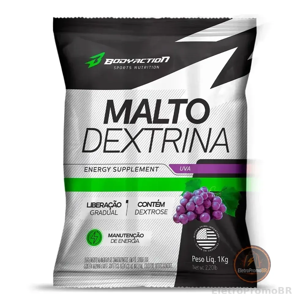 Suplemento Em Pó Bodyaction Malto Dextrina Sabor Uva Em Saco