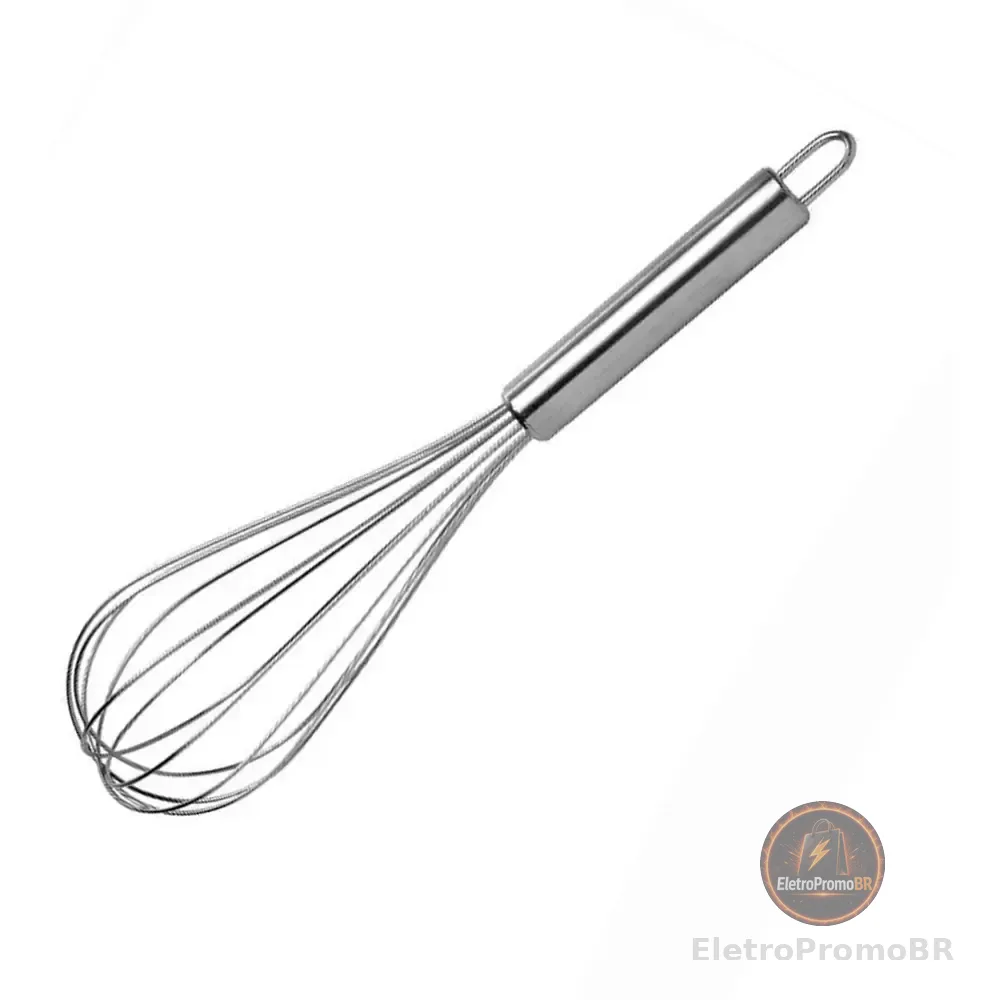 Batedor Fouet Misturador Manual Regulavel Inox Profissional Prateado