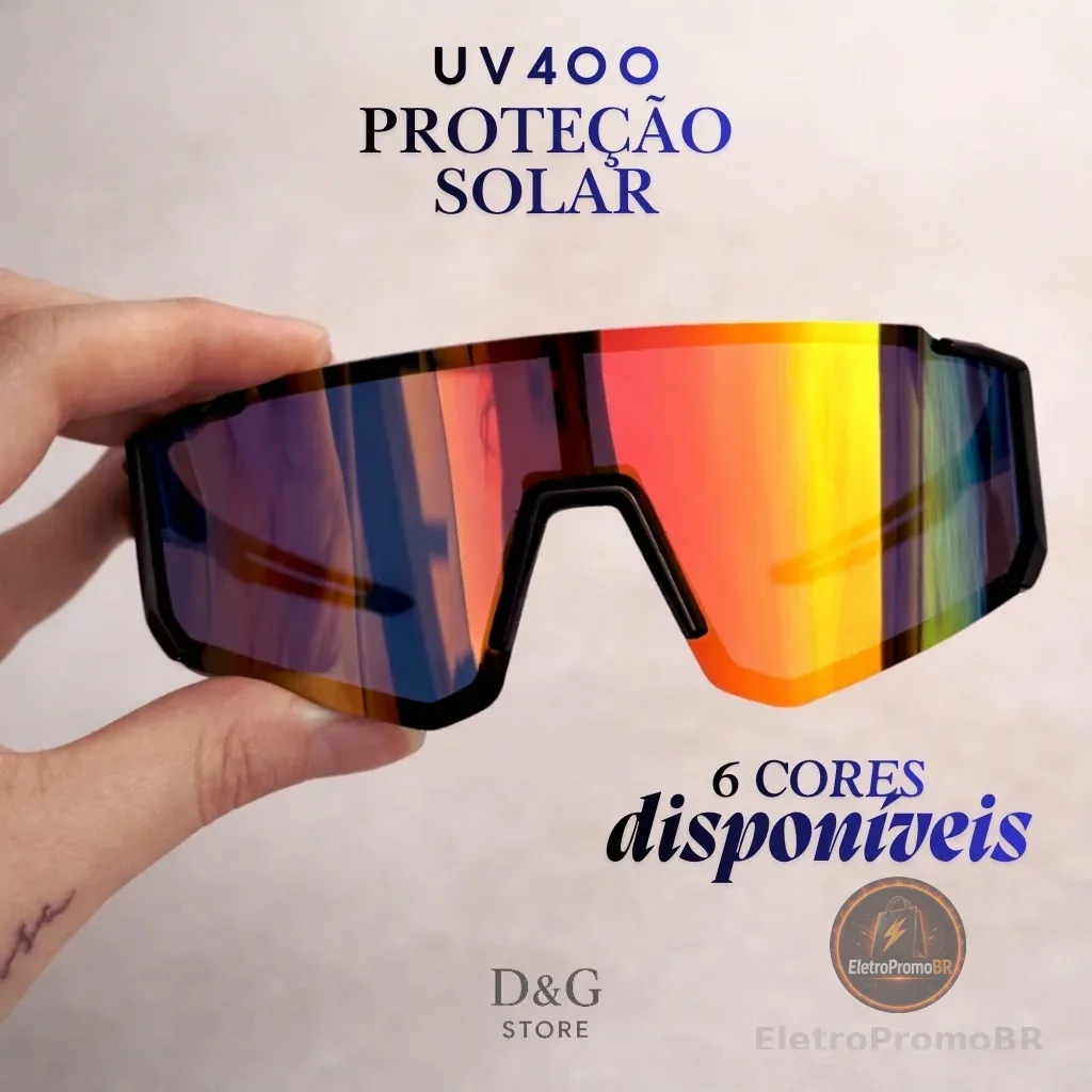Óculos de Sol Esportivo UV400 Lente Espelhada Ciclismo Corrida Beach Tennis Leve Confortável Unissex