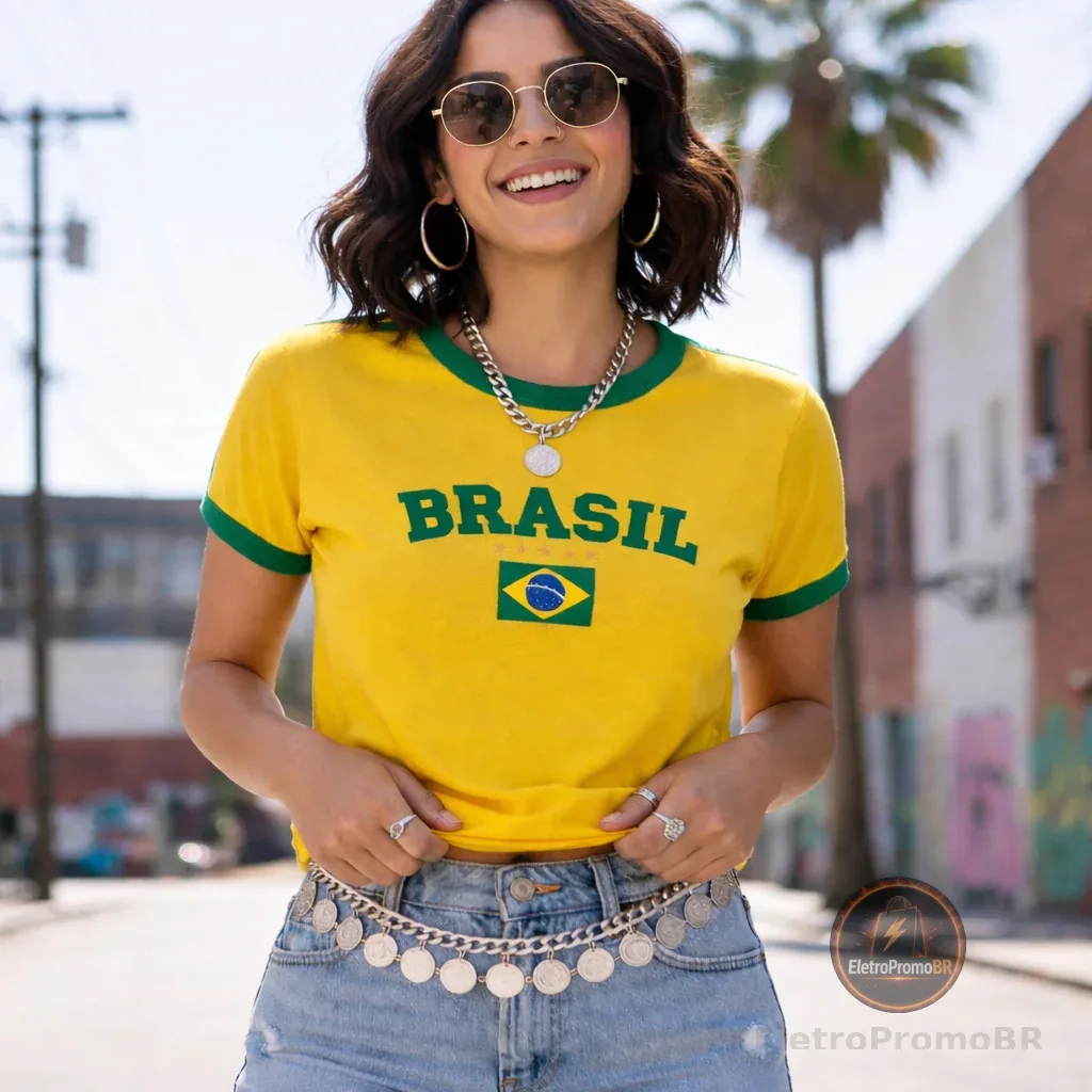 T-shirt Camiseta Do Brasil Camisa Feminina Estampada Lançamento Copa Envio Imediato