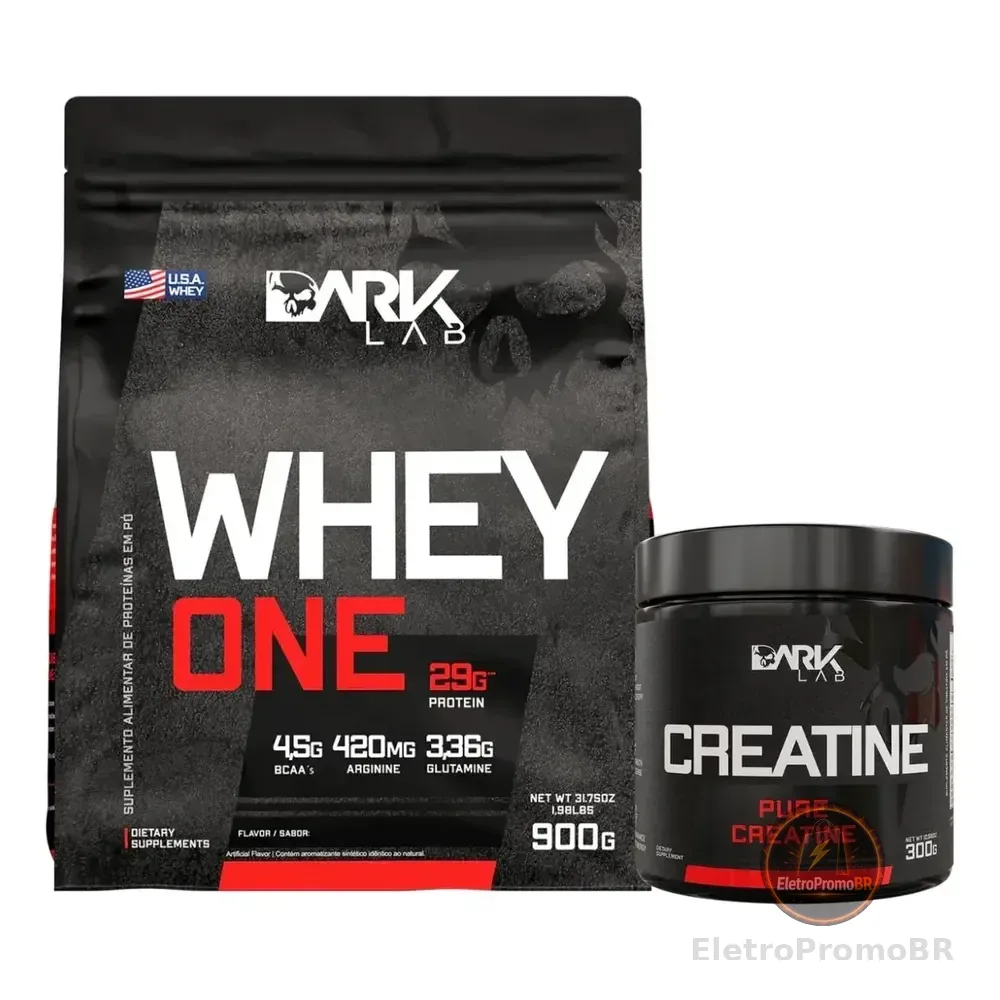 Whey One Protein Proteína Sachê Refil 900g - Dark Lab Sabor Baunilha + Creatina Monohidratada 300g 100% Pura Dark Lab