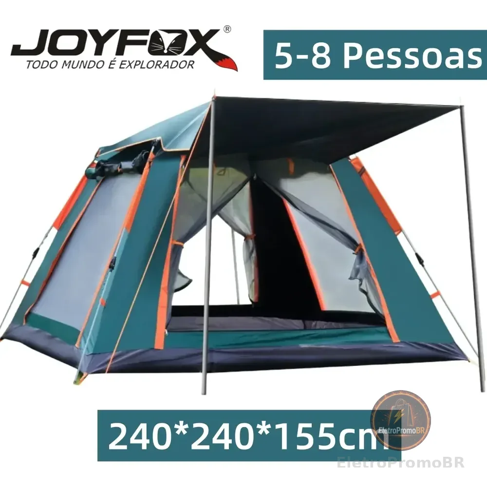 Barraca Automática Joyfox Camping 5-8 Pessoas Impermeável Upf 50+ Verde Verde-musgo