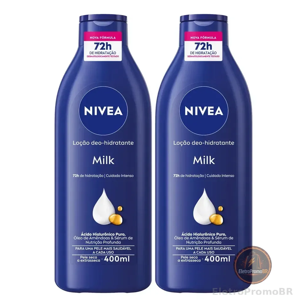 2 Loção Nivea Body Milk Hidratante Pele Seca Extrasseca Neutra