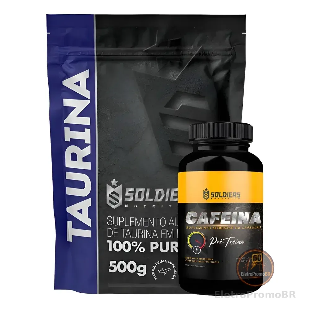Kit: Taurina 500g + Cafeína 60 Caps 100% Puro