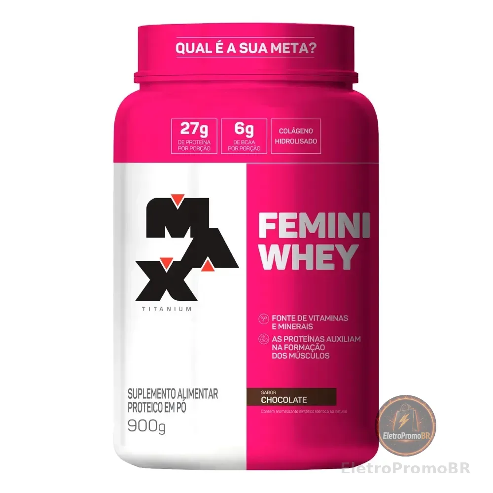 Femini Whey Protein Com Colageno 900g Max Titanium Chocolate Chocolate