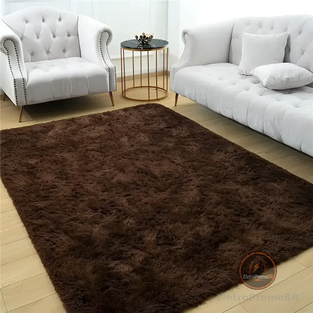 Tapete 2,00x1,50 Peludo Felpudo Sala E Quarto Cores Cor Chocolate Desenho Do Tecido Pelo Alto 2 M 1.5 M