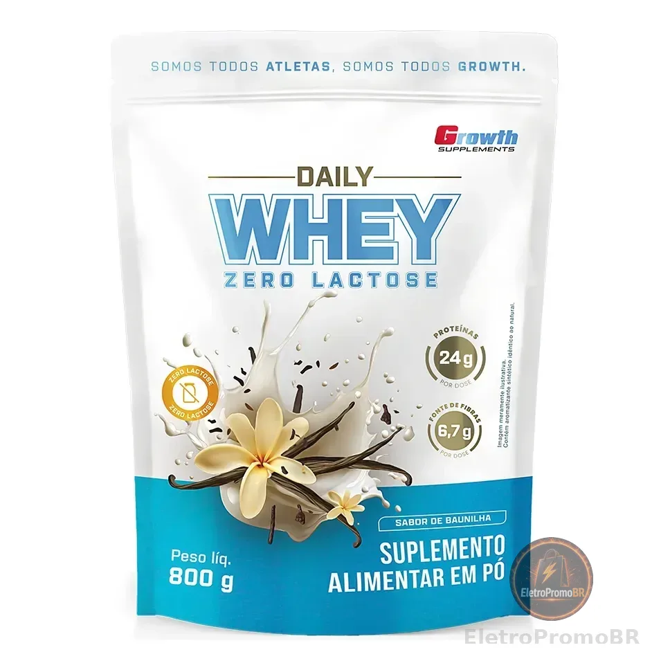 Daily Whey Protein Zero Lactose 800g Growth Supplements Baunilha