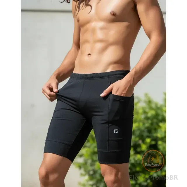 Shorts De Compressão P/ Corrida Masculino C/ Bolsos Laterais