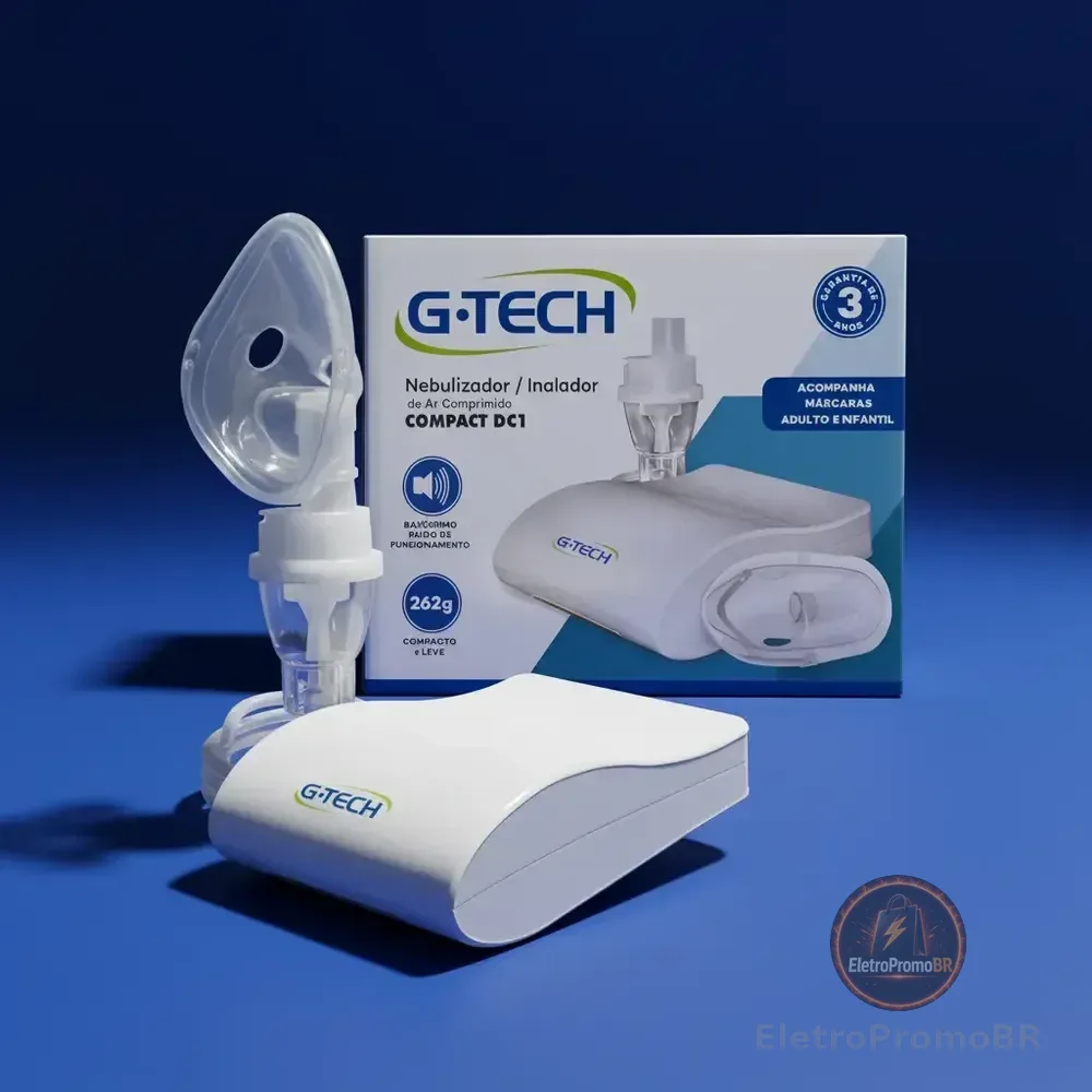 Inalador Nebulizador Gtech Bivolt Infantil Adulto Silencioso Branco 127/220v