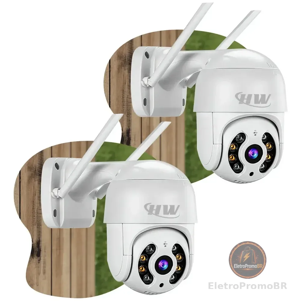 Kit 2 Câmera Segurança Ip Interna Externa Wifi Icsee Infravermelho Prova Dágua - Hw Branco