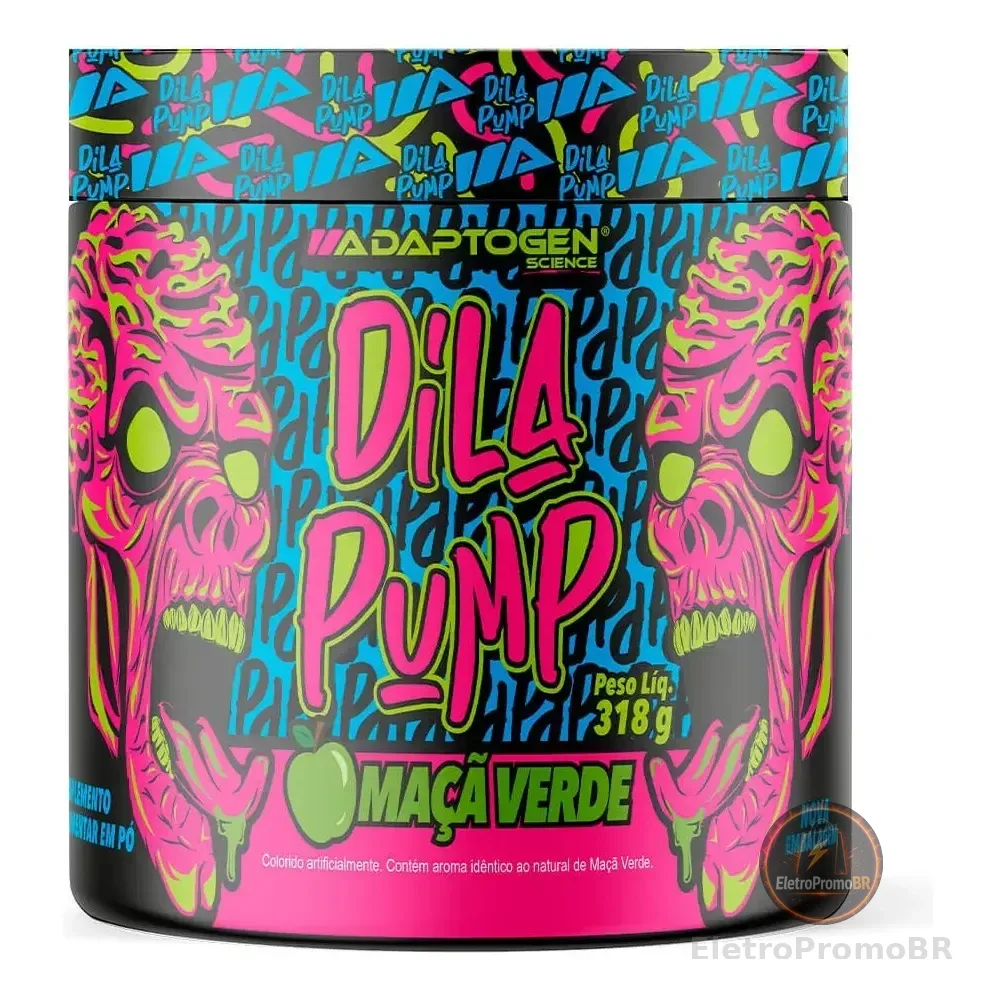 Suplemento Em Pó Dila Pump Pre Treino Sem Cafeína Adaptogen Science Pote De 318g Sabor Maçã Verde