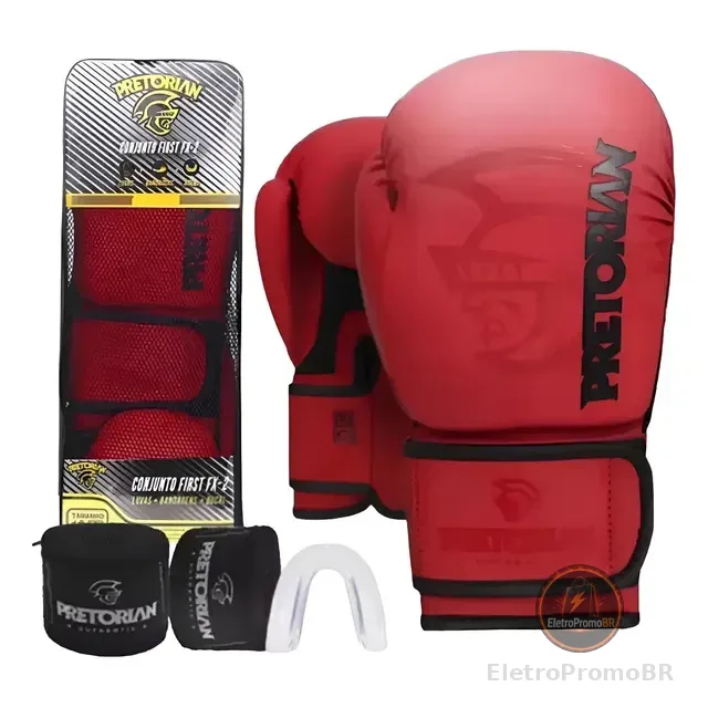 Kit Luva Pretorian Fx2 Boxe Muay Thai + Bandagem + Bucal Nfe