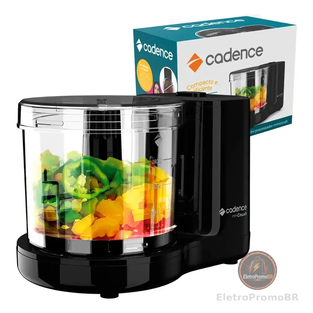 Miniprocessador Crush Cadence Mpr530 Lâminas Aço Inox Preto 127v