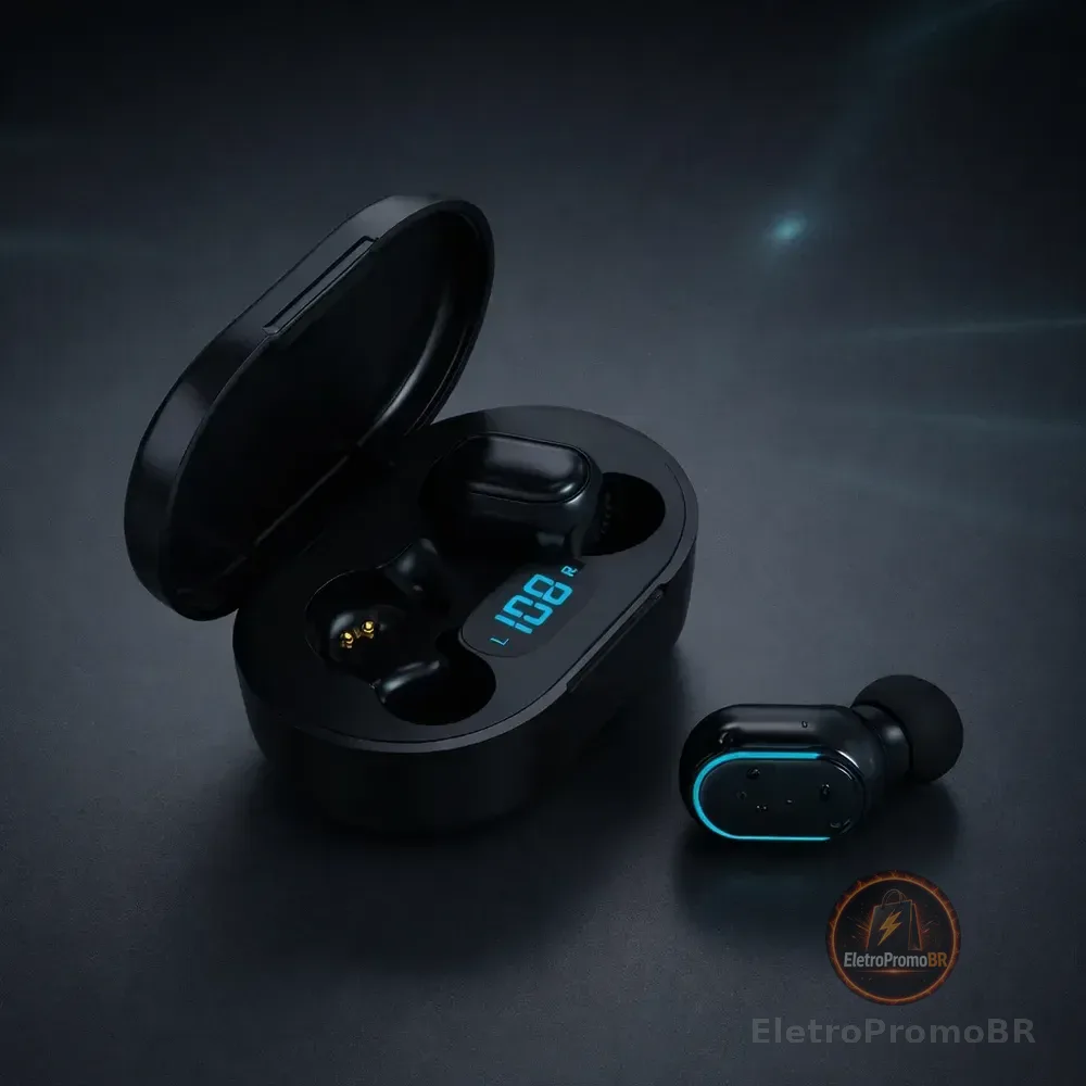 Fone De Ouvido Bluetooth Sem Fio Com Visor Intra Auricular Estéreo Graves Potentes Microfone Integrado Bateria Longa Duração Compatível Com Todos Os Celulares Notebook Tablet Música Corrida Preto