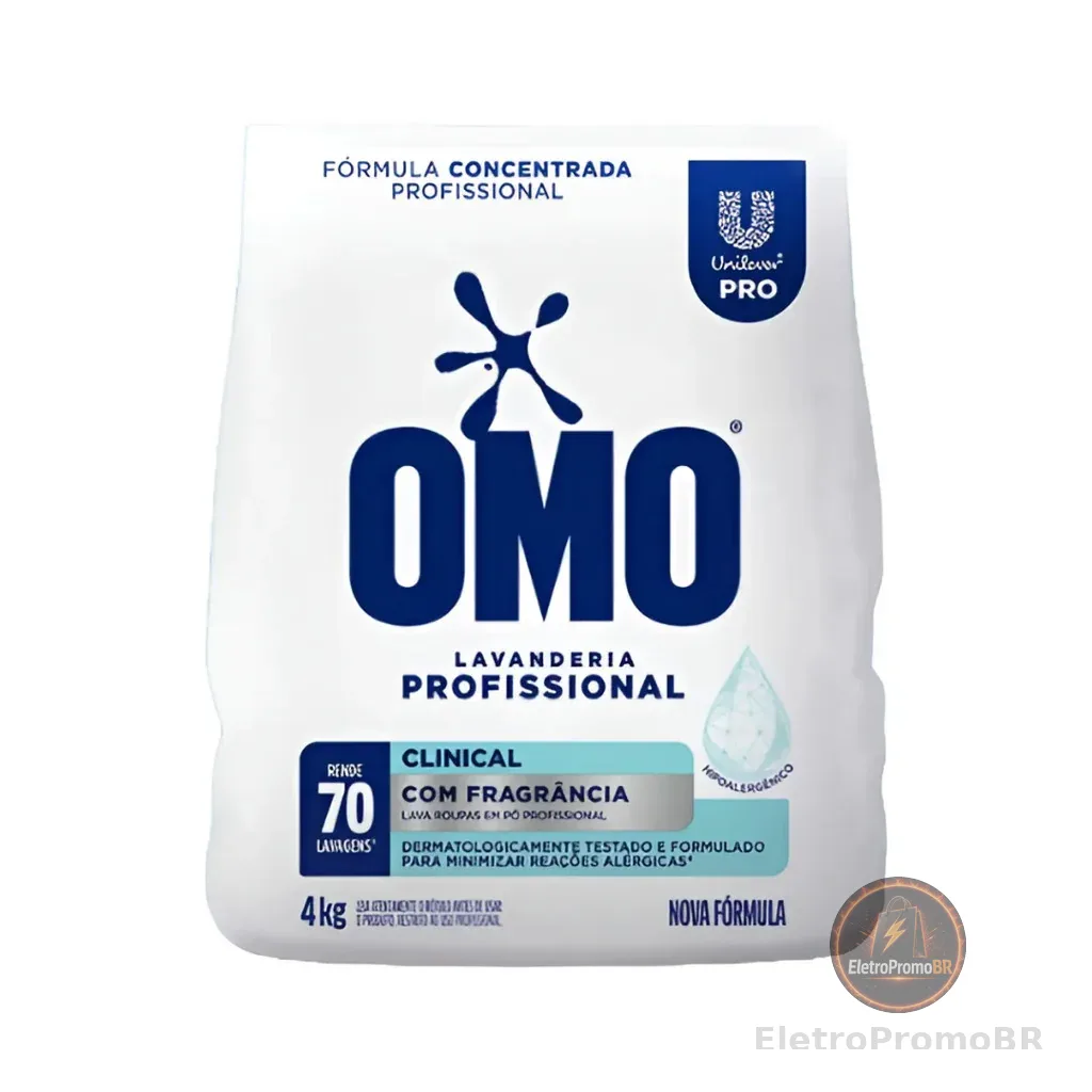 Lava Roupas em Pó 4KG Omo Clínical Com Fragrância